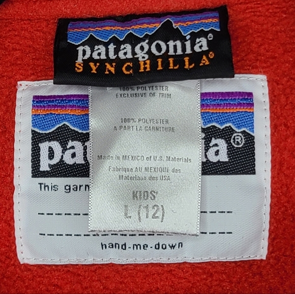 Patagonia Synchilla Marsupial Half Zip Pullover Fire Red 65521 Kids Large - Picture 9 of 9